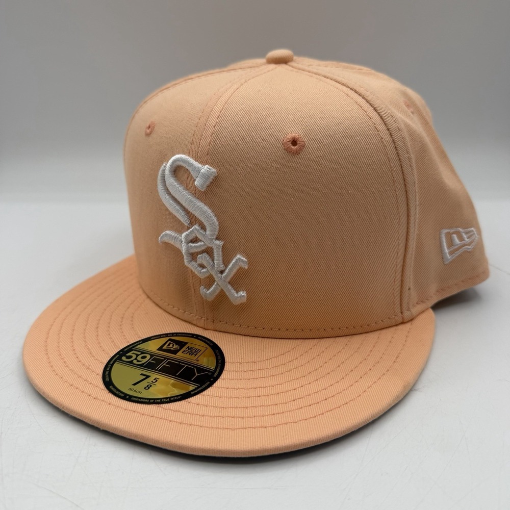 New Era 59Fifty Chicago White Sox Hat Cap 7 5/8 Peach Spring Collection Fitted